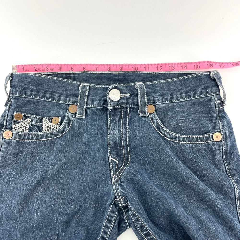 True Religion Bobby Mens 34 (Fits 32) Denim Jean Shorts Dark Wash Cut Off USA‎
